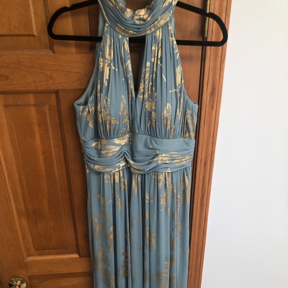 Jessica Howard Keyhole Halter Ruched Waist Gown